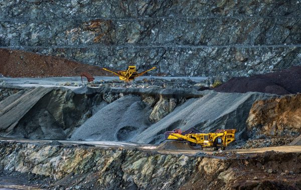 Stone crusher machines in diabase (dolerite) quarry